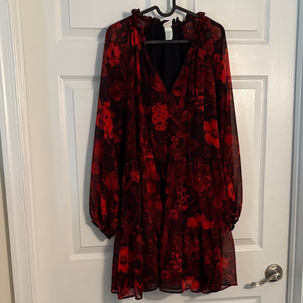 H&M Floral Red and Black cocktail Women's Dress